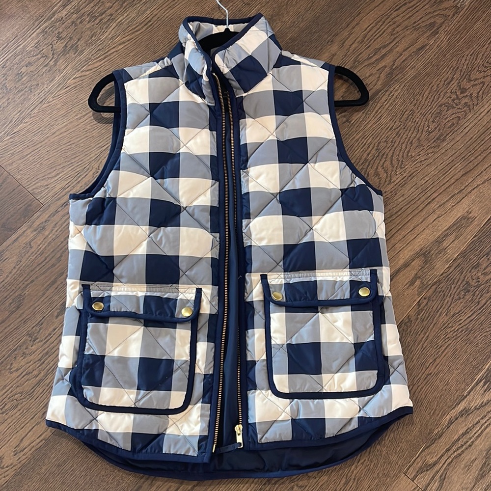 J. Crew Quilted Vest Buffalo Plaid Check Size XS